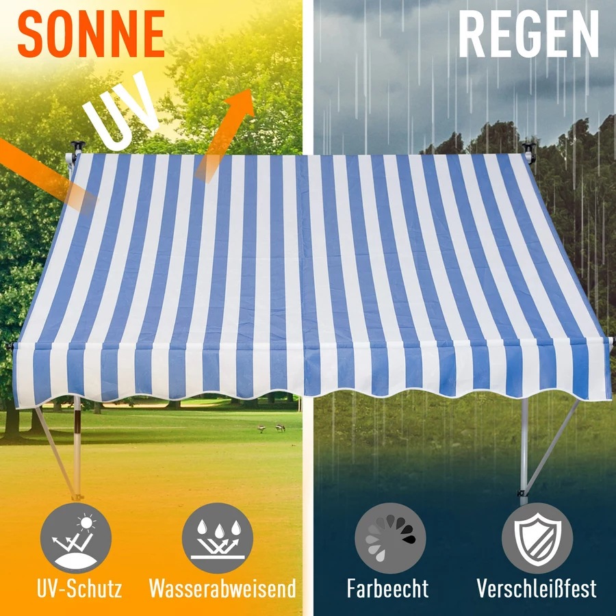 Outsunny Klemmmarkise mit Faltarm blau