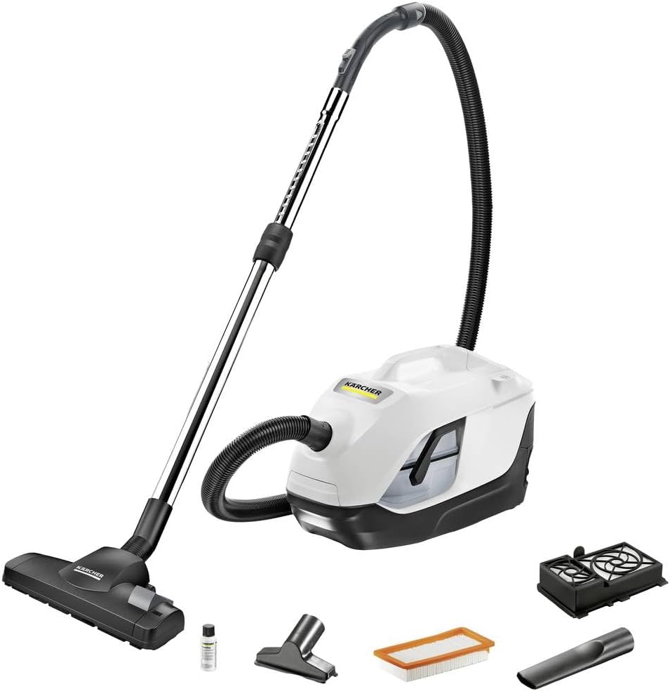 Kärcher Staubsauger mit Wasserfilter DS 6, besonders für Allergiker geeignet, HEPA 12-Filter, automatische Kabelaufwicklung und Zubehöraufbewahrung, weiß, Weiss