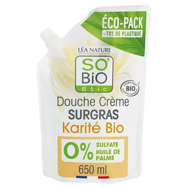 So'Bio Étic Shower Ecopack Creme Extra-Rico com Manteiga de Karité Orgânica 650ml