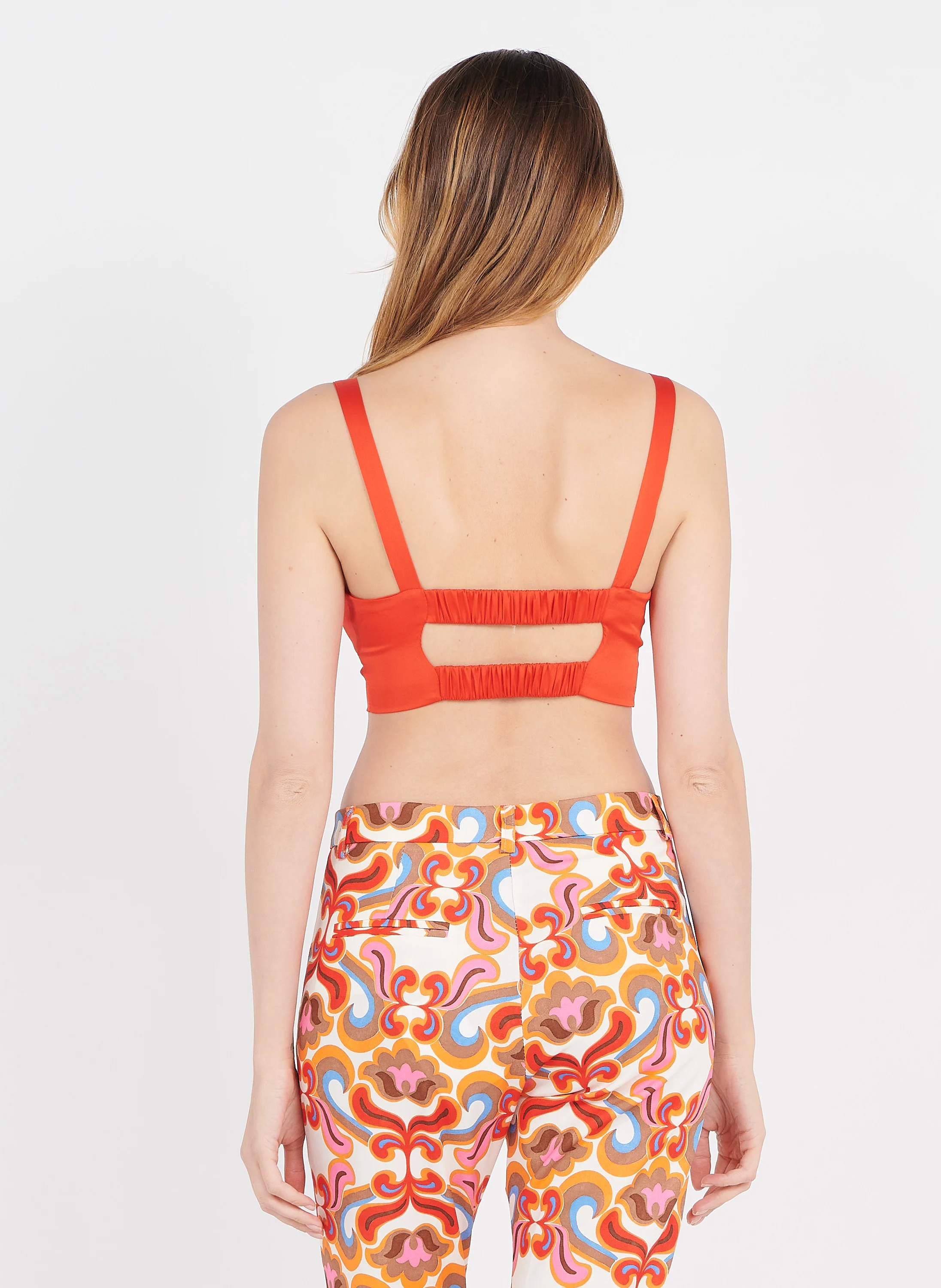 Crop top col V dos nu | Orange