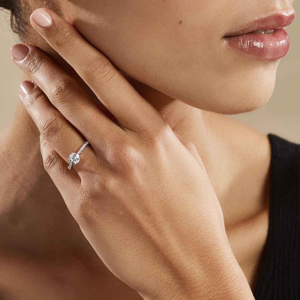 Bague Solitaire Hemera Or Blanc Diamant Synthetique