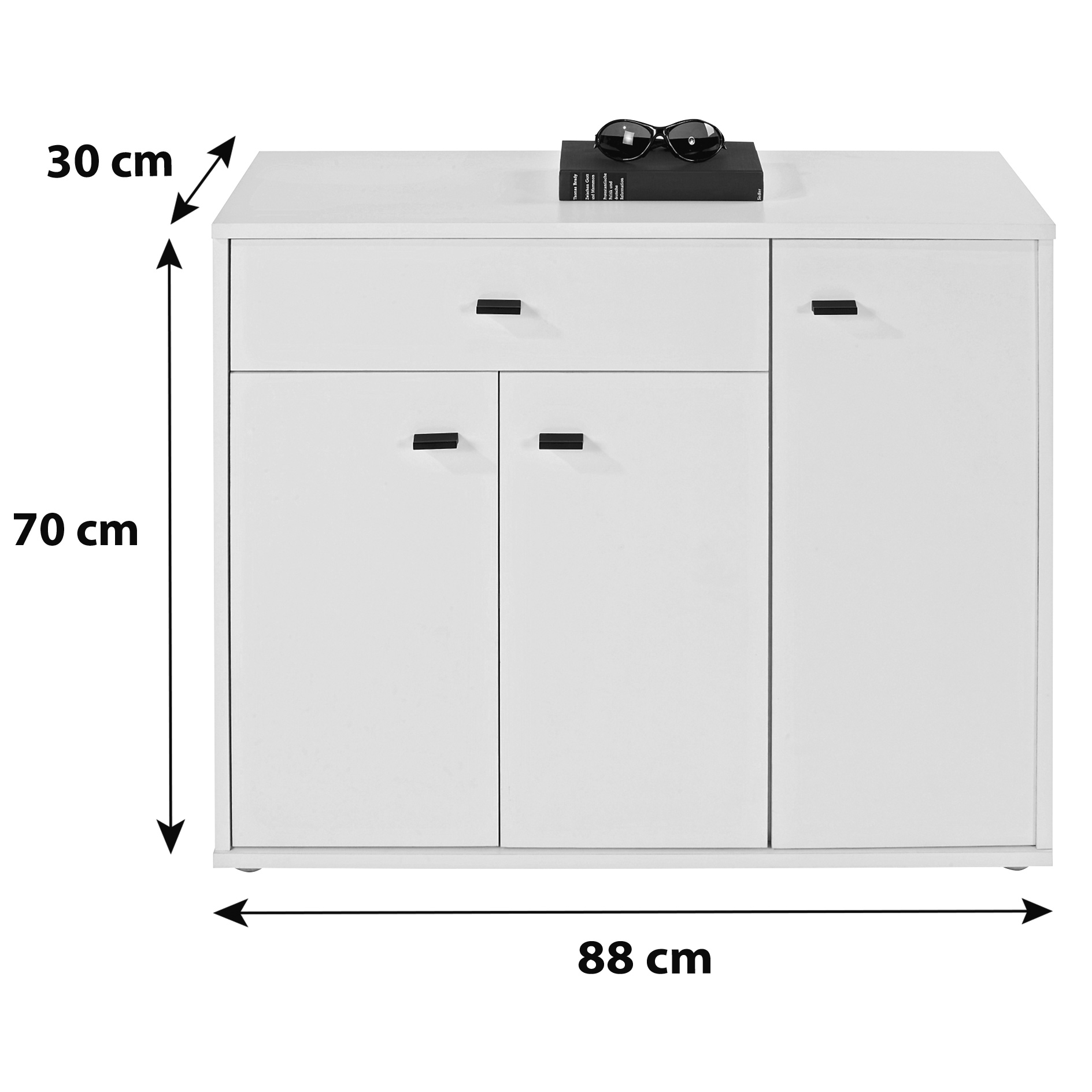 Kommode - perlweiß - 88 cm