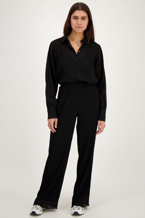 Zwarte wijde plissé broek