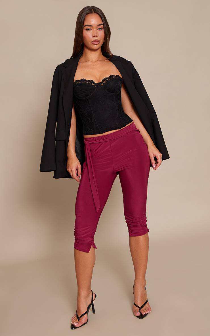 Prune Legging Capri À Taille Enveloppante Double Épaisseur