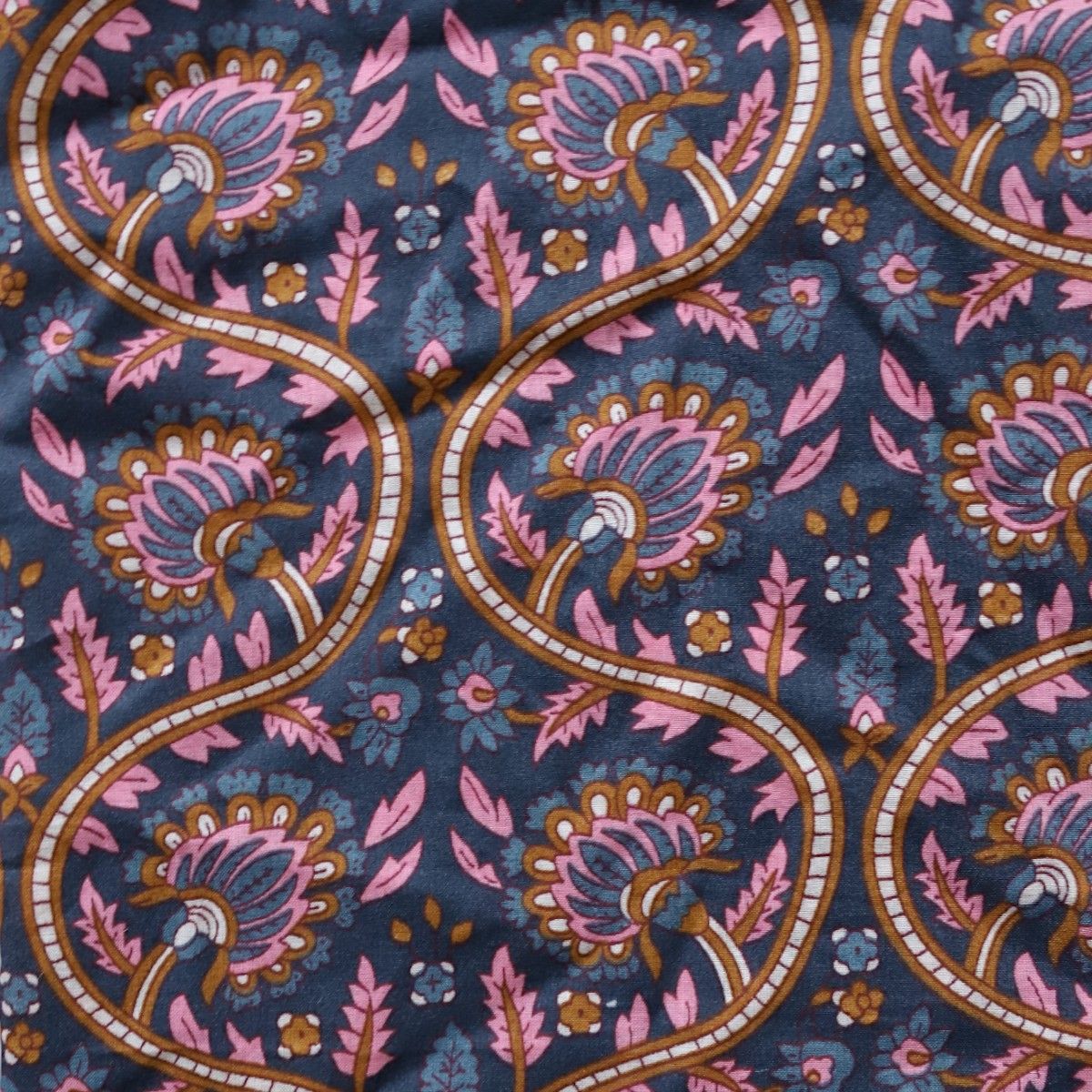 Foulard block print bleu - Mariage Indien Pondie Chérie
