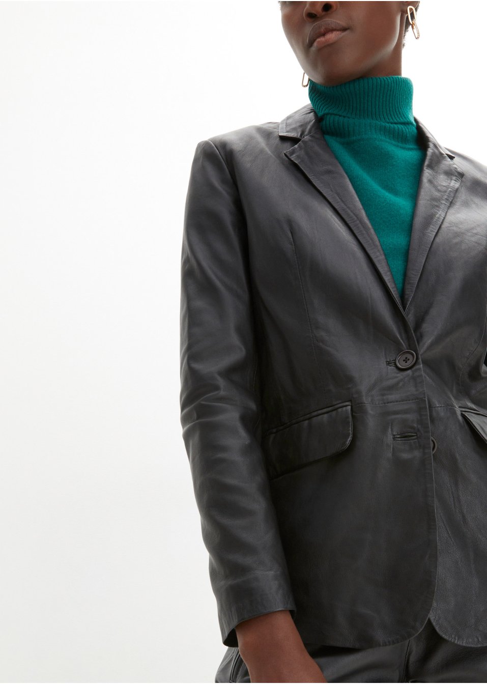 Blazer en cuir nappa d'agneau