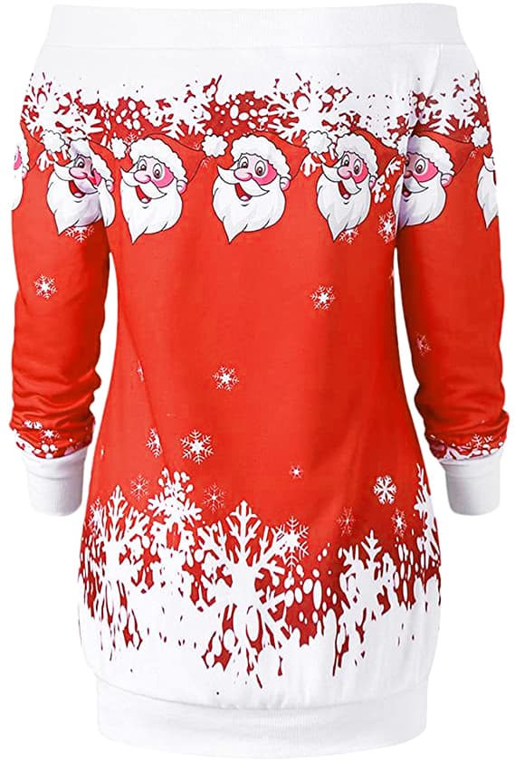 Off-shoulder tyk sweater med julemønster