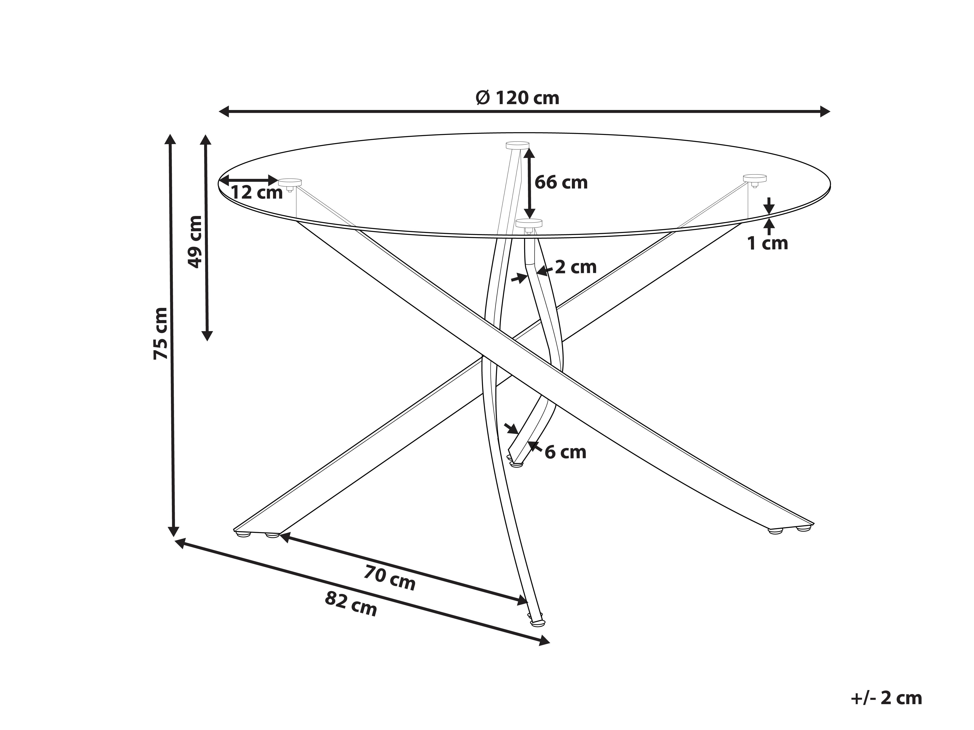 Eettafel MARAMO Goud 120 cm Veiligheidsglas 120 cm
