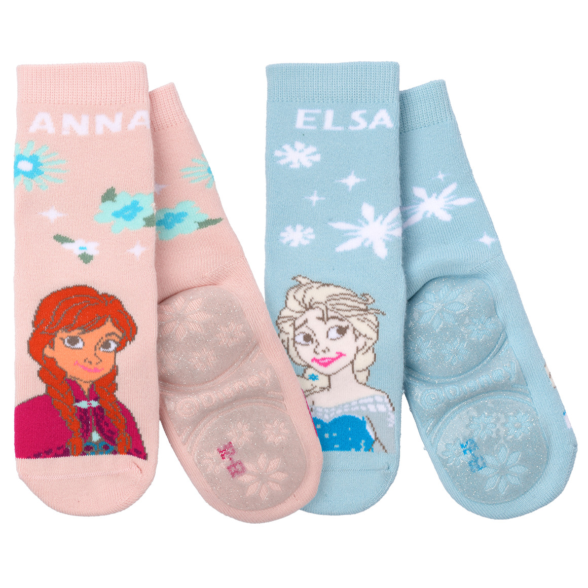 Topolino 2 Paar Die Eiskönigin Stoppersocken im Set hellblau / hellrosa