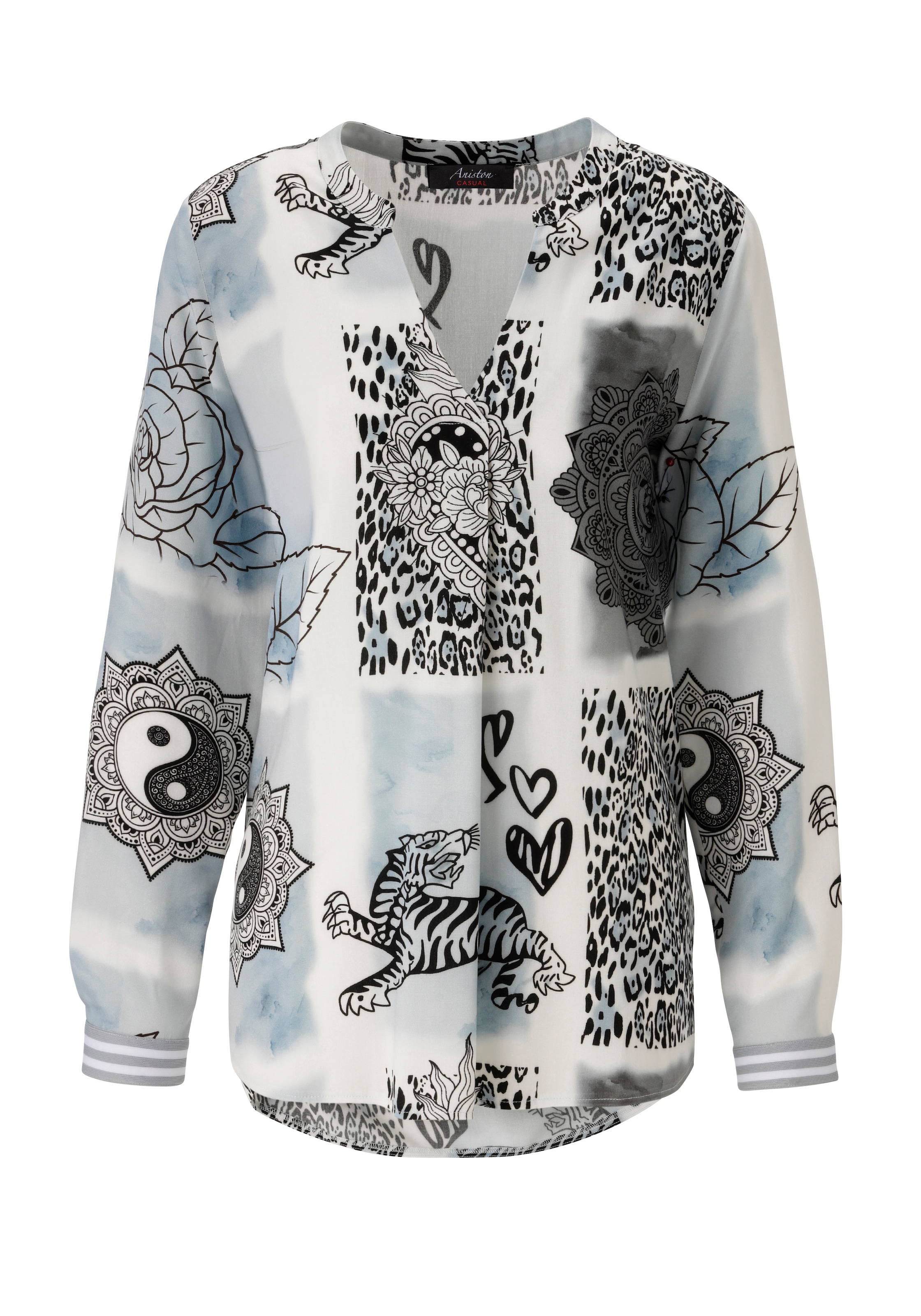 Aniston CASUAL Schlupfbluse , im extravaganten Patch-Druck-Dessin - NEUE KOLLEKTION