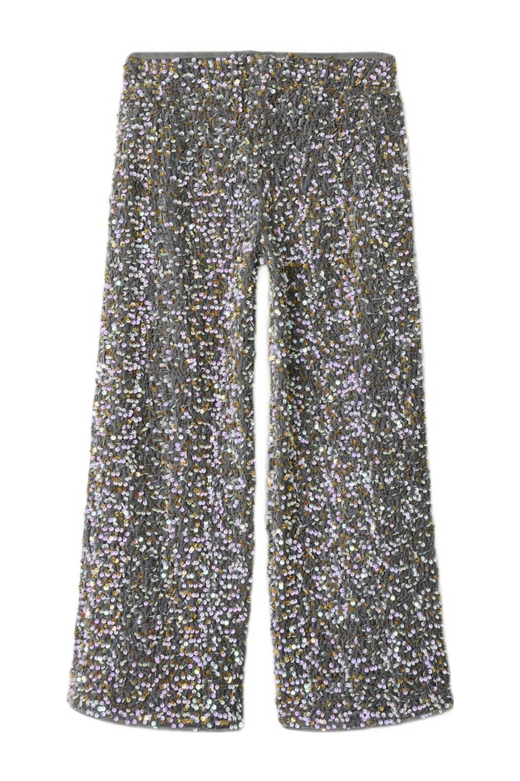 NAME IT gemêleerde wide leg broek NKFRUNICA grijs/lila