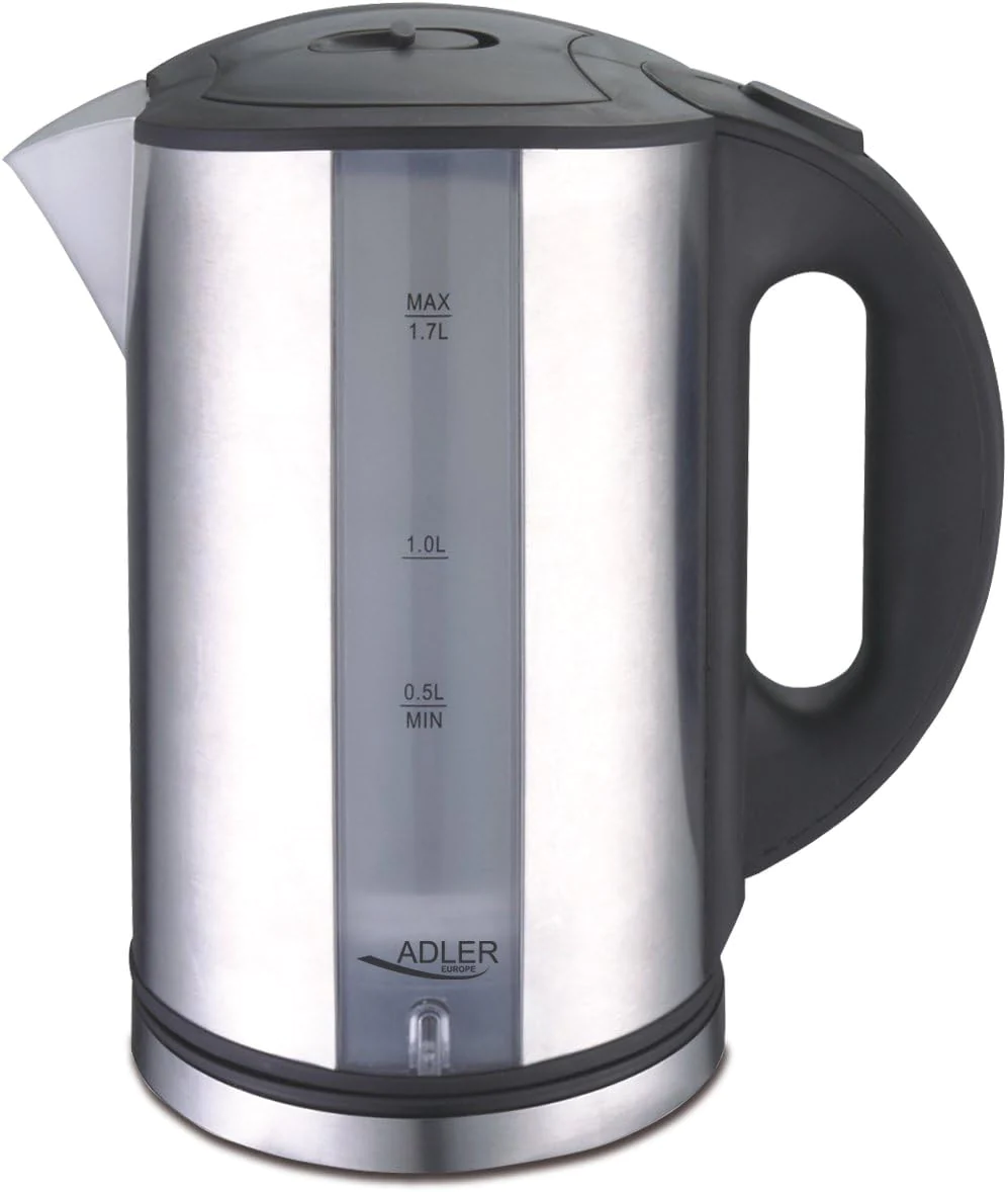 bouilloire électrique de 1,7L 2000W gris noir Adler