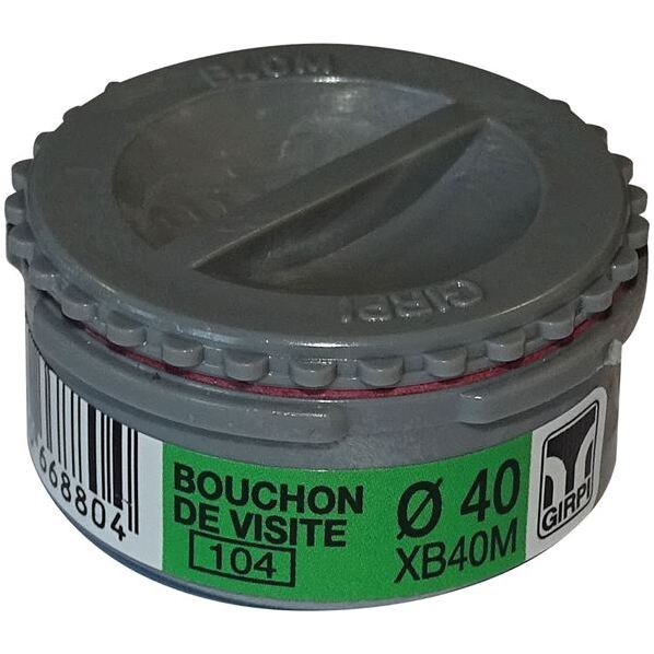 Tampon de visite PVC - mâle - D40 mm - gris