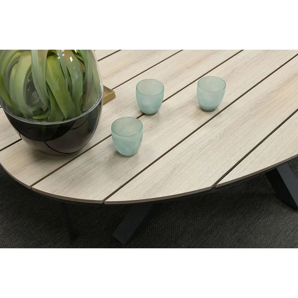 Edison tafel - ovaal - 280x140 cm - carbon black -light teak Vironwood