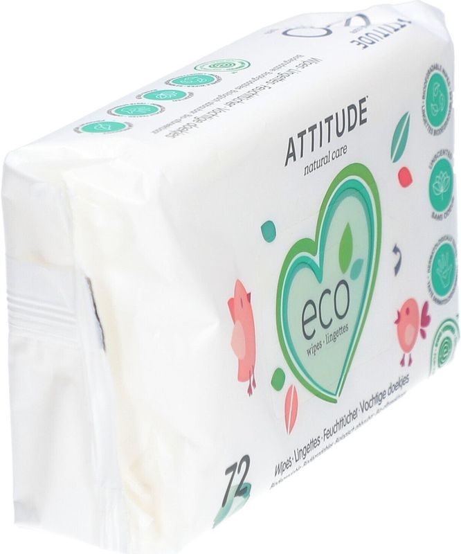 Attitude Eco - Vochtige Doekjes - Geurloos - 72 Stuks