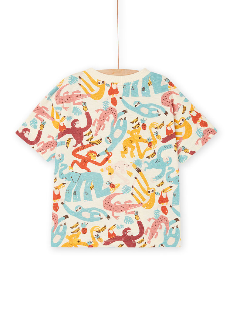 T-shirt blanc crème à imprimé animaux sauvages