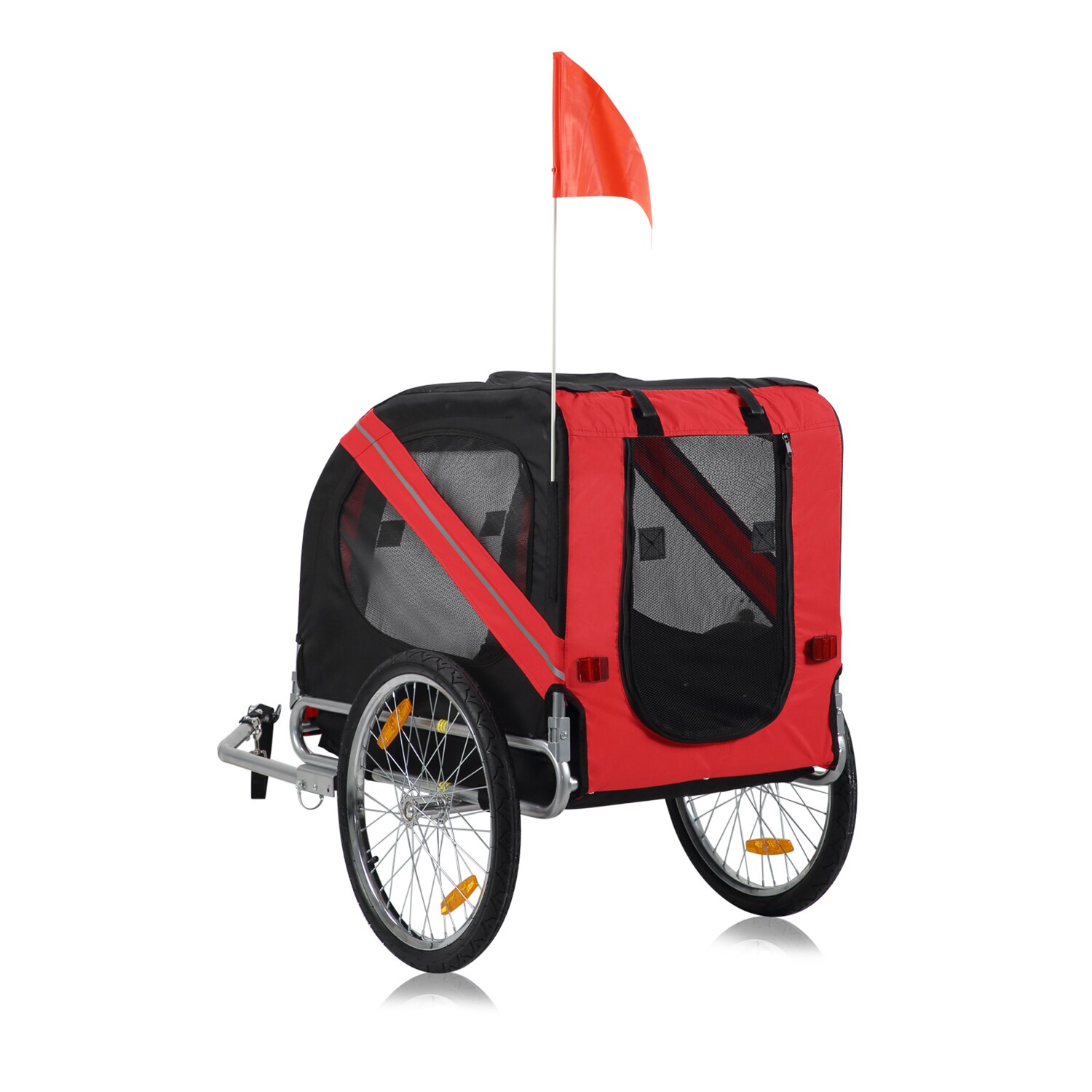 zoomundo Hundeanhänger Fahrradanhänger für Hunde - in Rot/Schwarz - Silver Frame