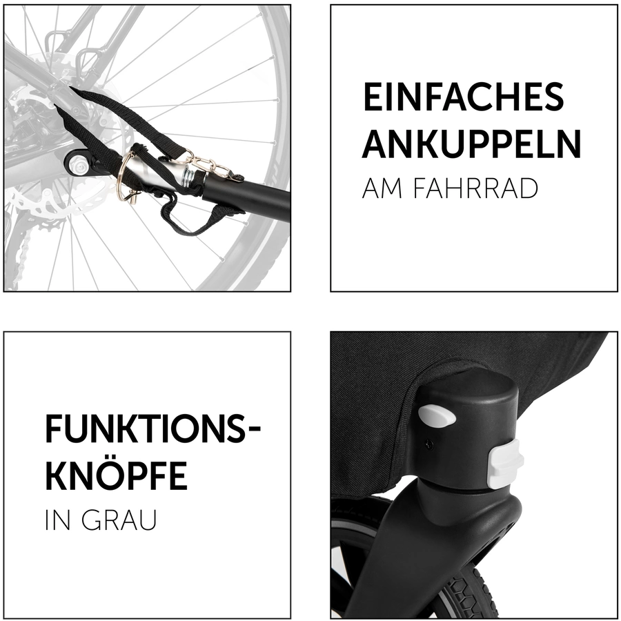 hauck 2in1 Fahrradanhänger und Buggy Dryk Duo Melange Grey