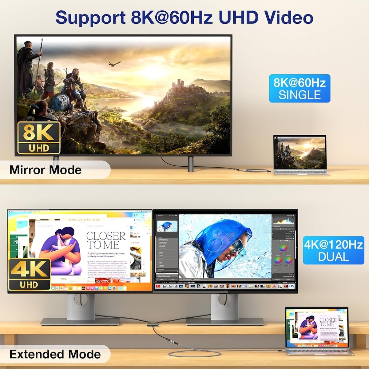 NÖRDIC USB 4 skjøtekabel 1m 40Gbps 240W 8K60Hz