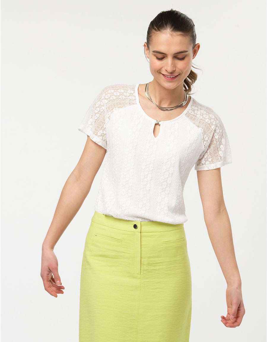 Top blanc dentelle