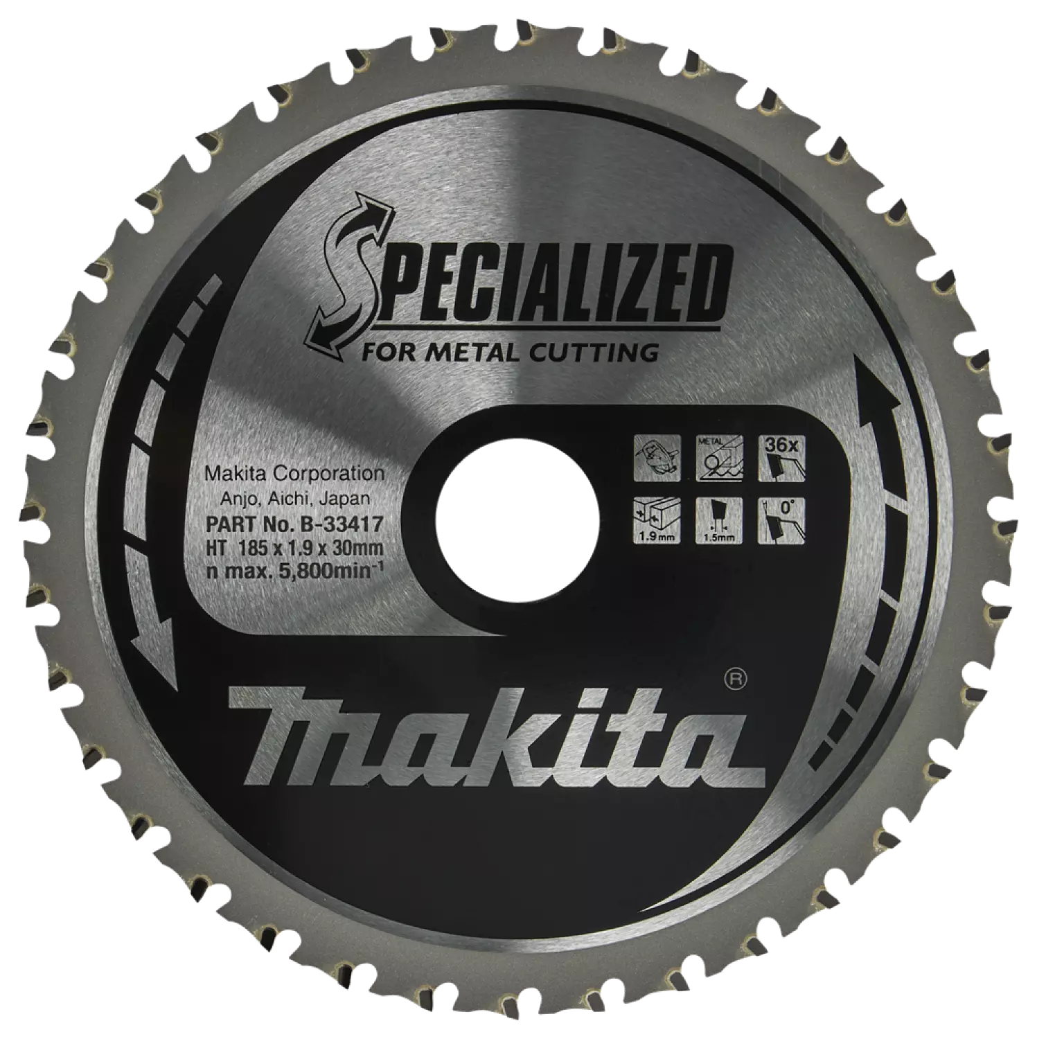 Makita B-33417 Cirkelzaagblad Staal - Specialized 185 x 30 x 1,9 - 36T - 0g