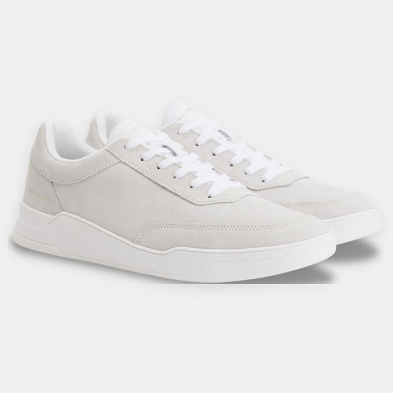 Tommy Hilfiger Baskets en Velours de Cuir Elevated Cupsole gris clair