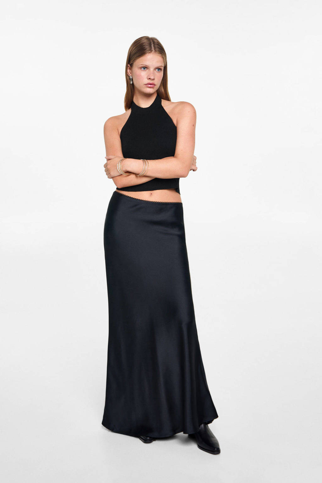 MANGO TEEN haltertop zwart