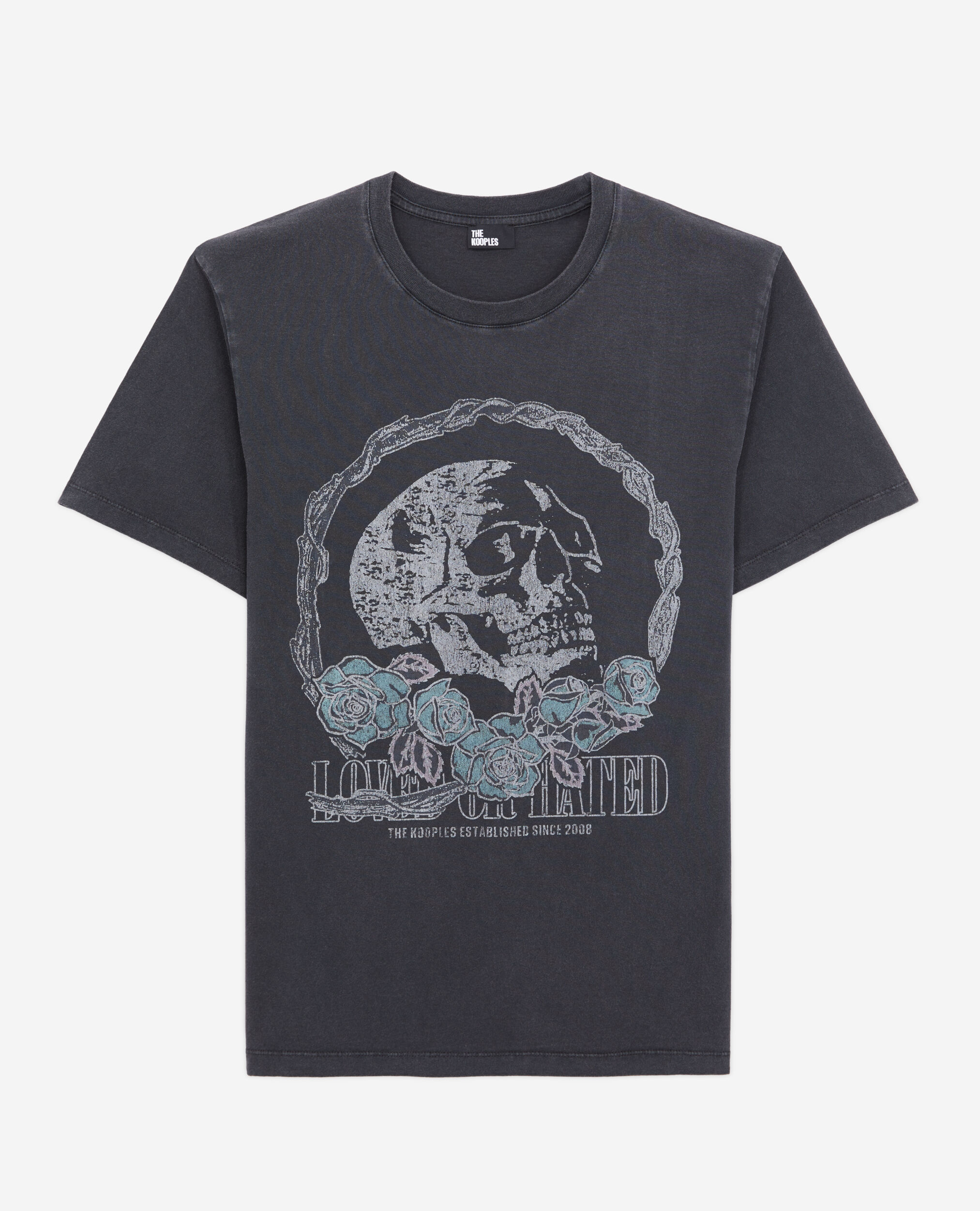 T-shirt noir avec sérigraphie Vintage skull