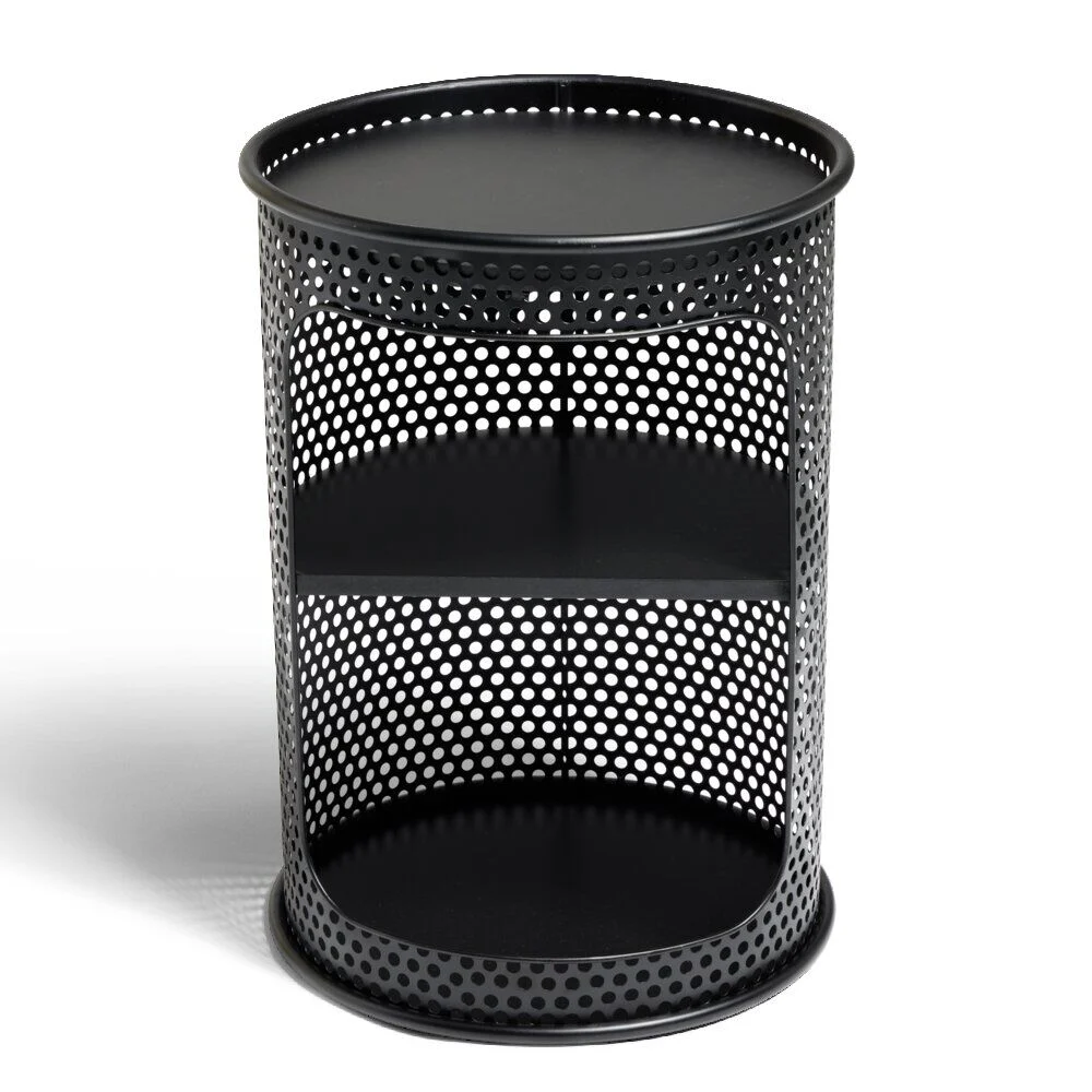 Table de chevet Mahel Ø33xH47cm bois et acier noir