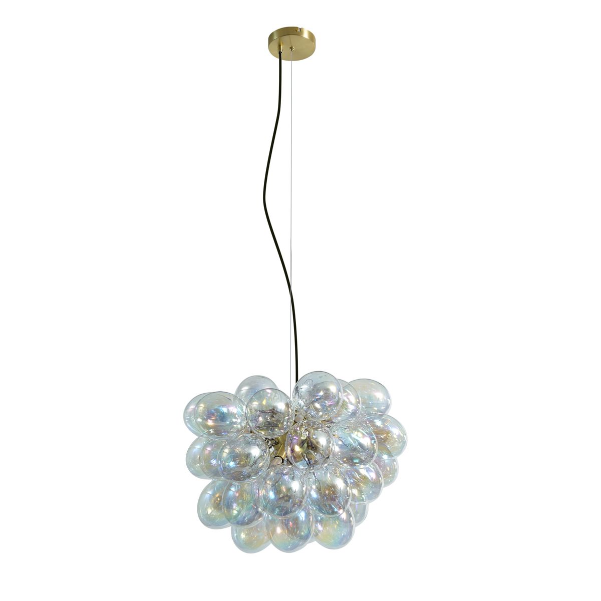 Art Deco hanglamp goud met regenboog glas 50cm 8-lichts - Uvas