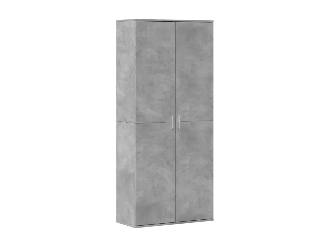 Buffet haut gris béton 80x35x180 cm bois d'ingénierie