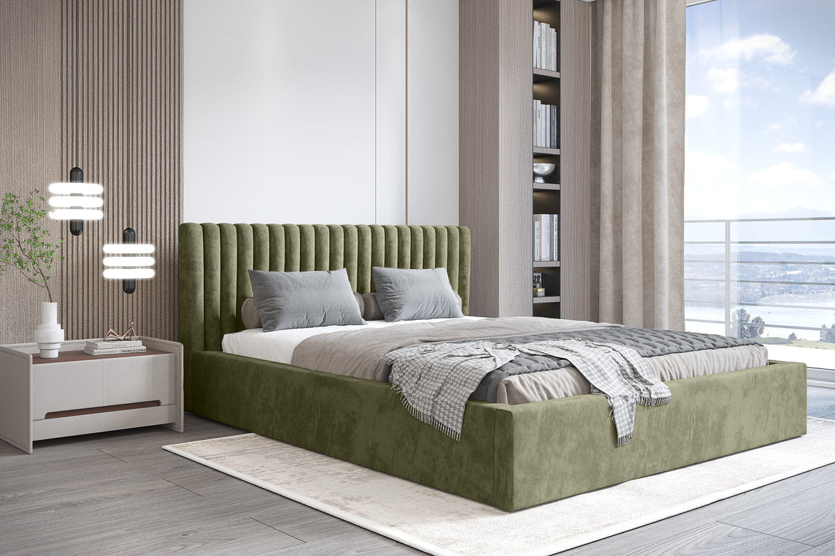 Trae Mobler Vegas 180 x 200 cm Gestoffeerd Bed Olijfgroen