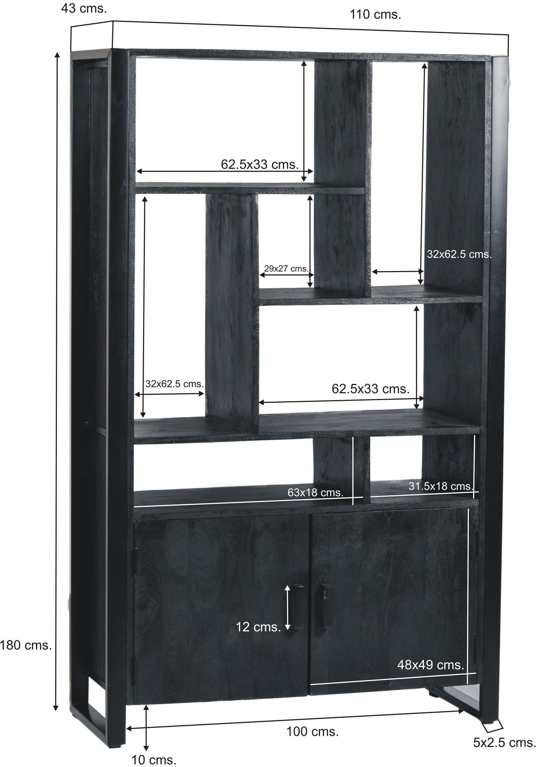 Bergkast Norris B110 x D43 x H180 cm