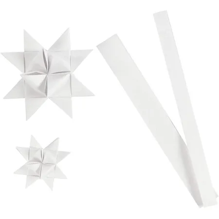 Creativ Company Papierstreifen für Fröbelsterne, B 15+25 mm, D: 6,5+11,5 cm, Weiß, Seide, 32Streifen, L 44+78 cm