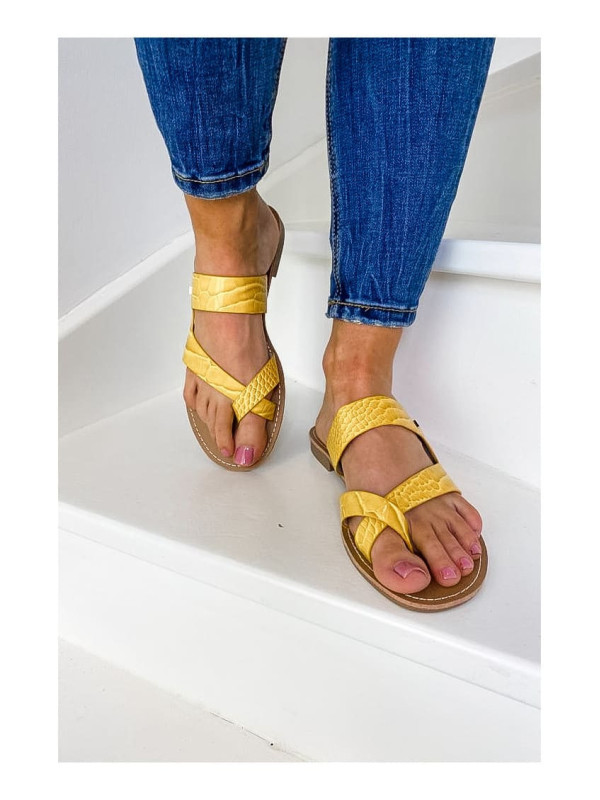 Tongs Asha Jaune Croco - Les Petites Bombes