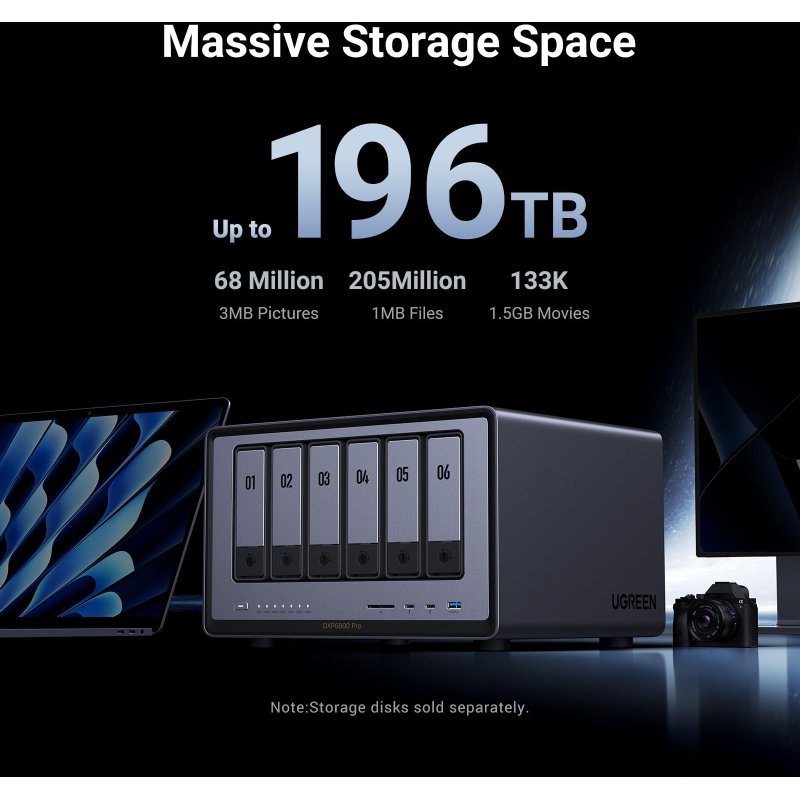 Serveur NAS Ugreen 6 baies DXP6800 Pro Gris anodisé