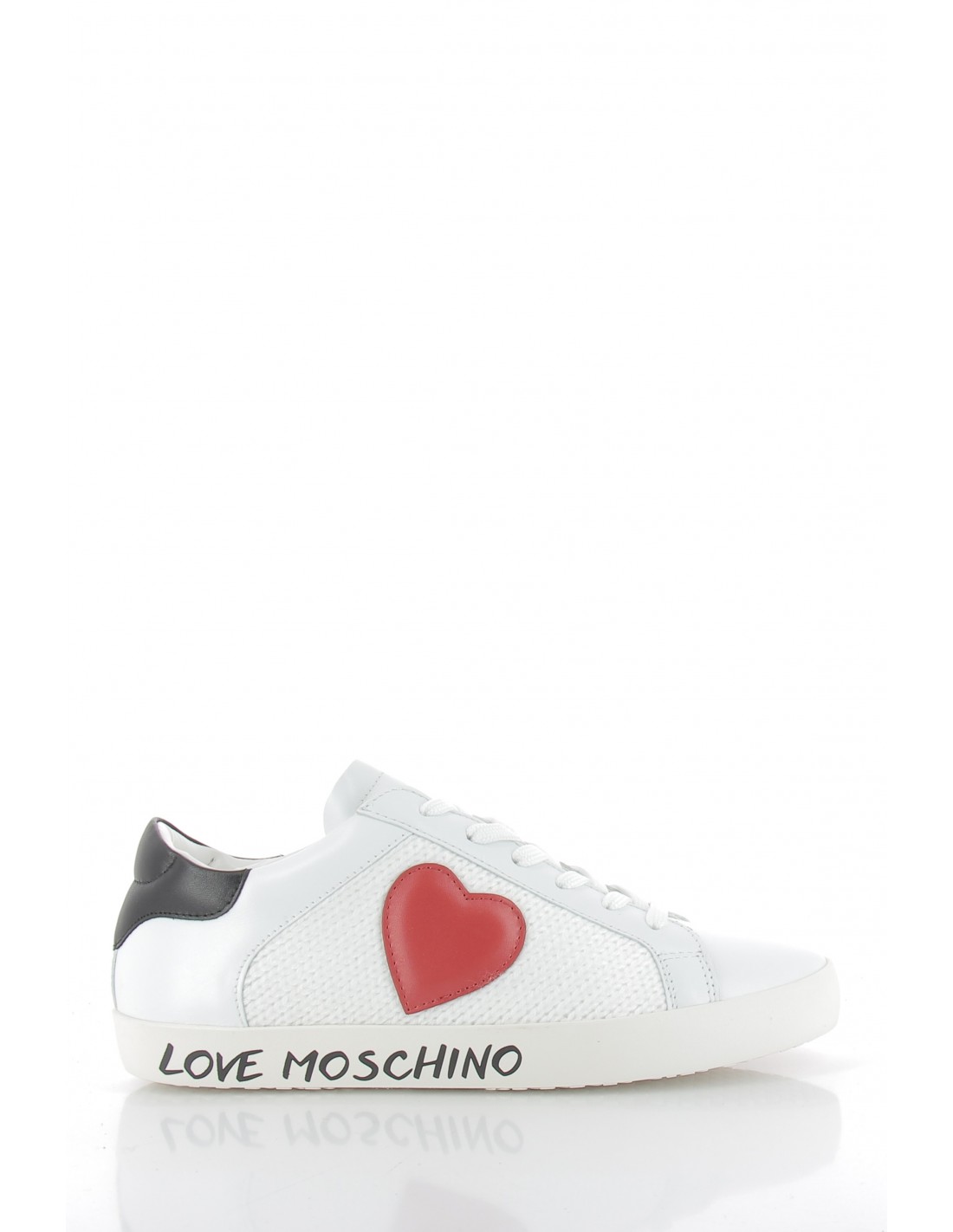 moschino love baskets de ville femme sneakers casse cuir blanc