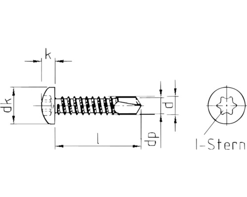Zelfborende schroef, pankop met I-Star-aandrijving, DIN 7504, 4,2 x 16 mm, verzinkt, 100 stuks