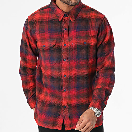 Chemise Manches Longues Relaxed Fit 19573 Carreaux Rouge Bleu Marine