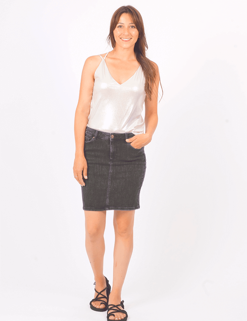 PIECES JUPE DENIM LILI NOIR