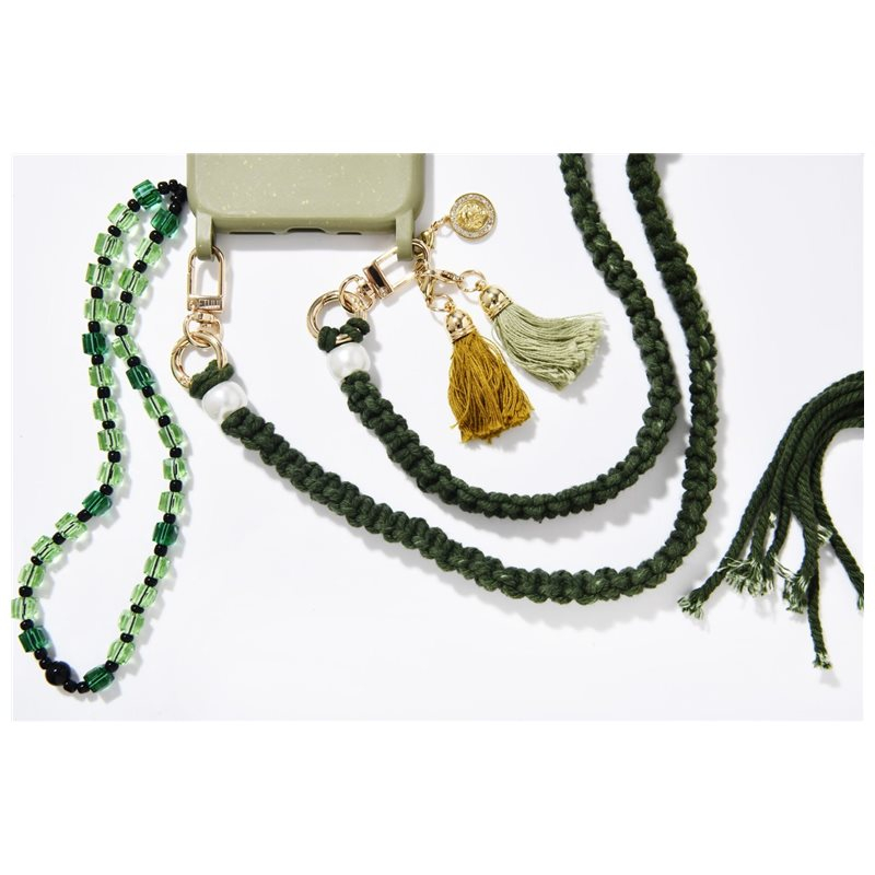 (120cm) Universal Geflochtene Necklace Handykette für Schutzhülle mit Karabiner Verschluss (marra-forrest-g) - Dunkelgrün