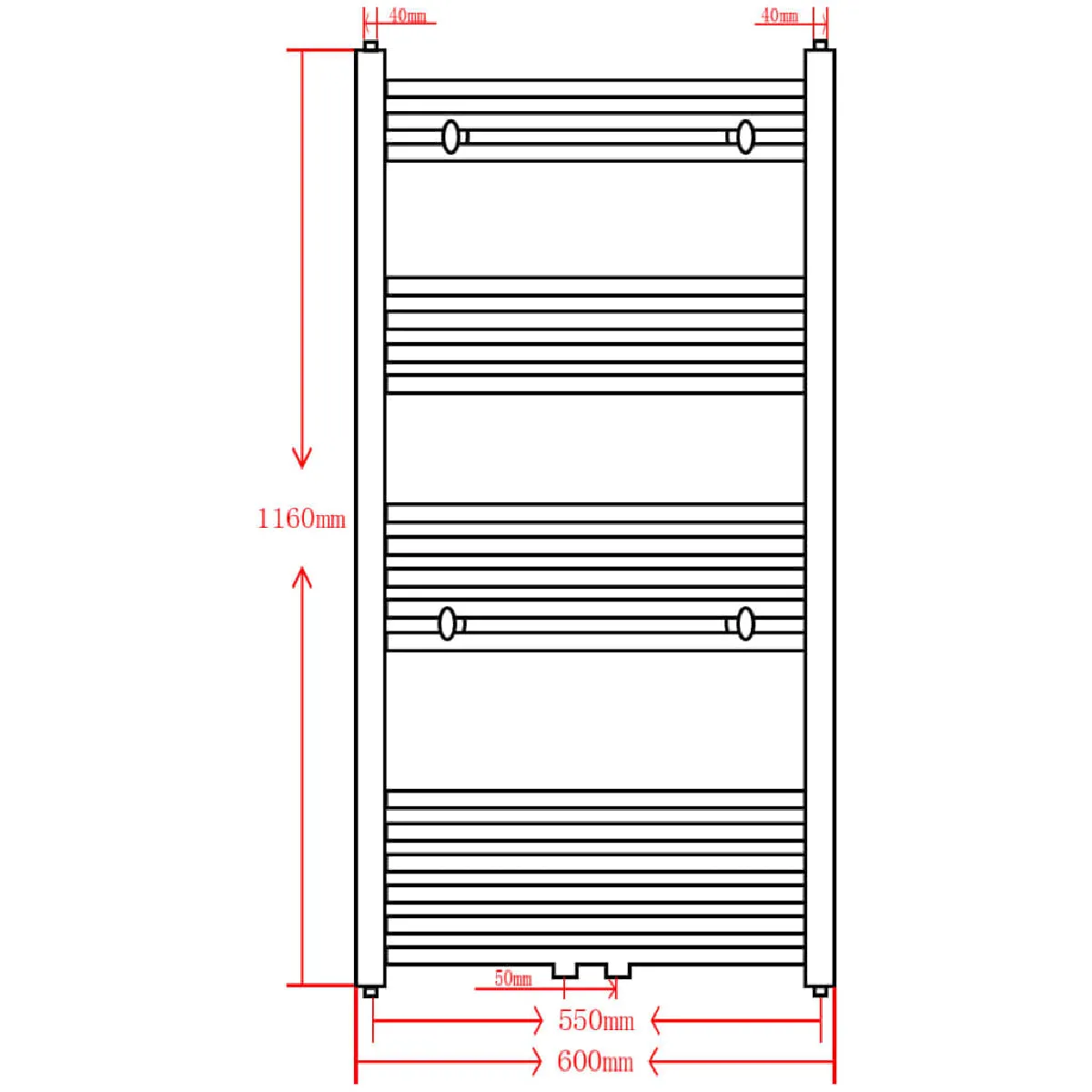 vidaXL 600 x 1160 mm Noir