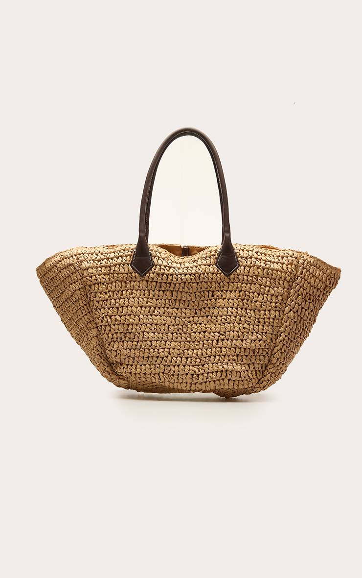 Naturel Sac De Plage En Raphia Avec Poche Détail