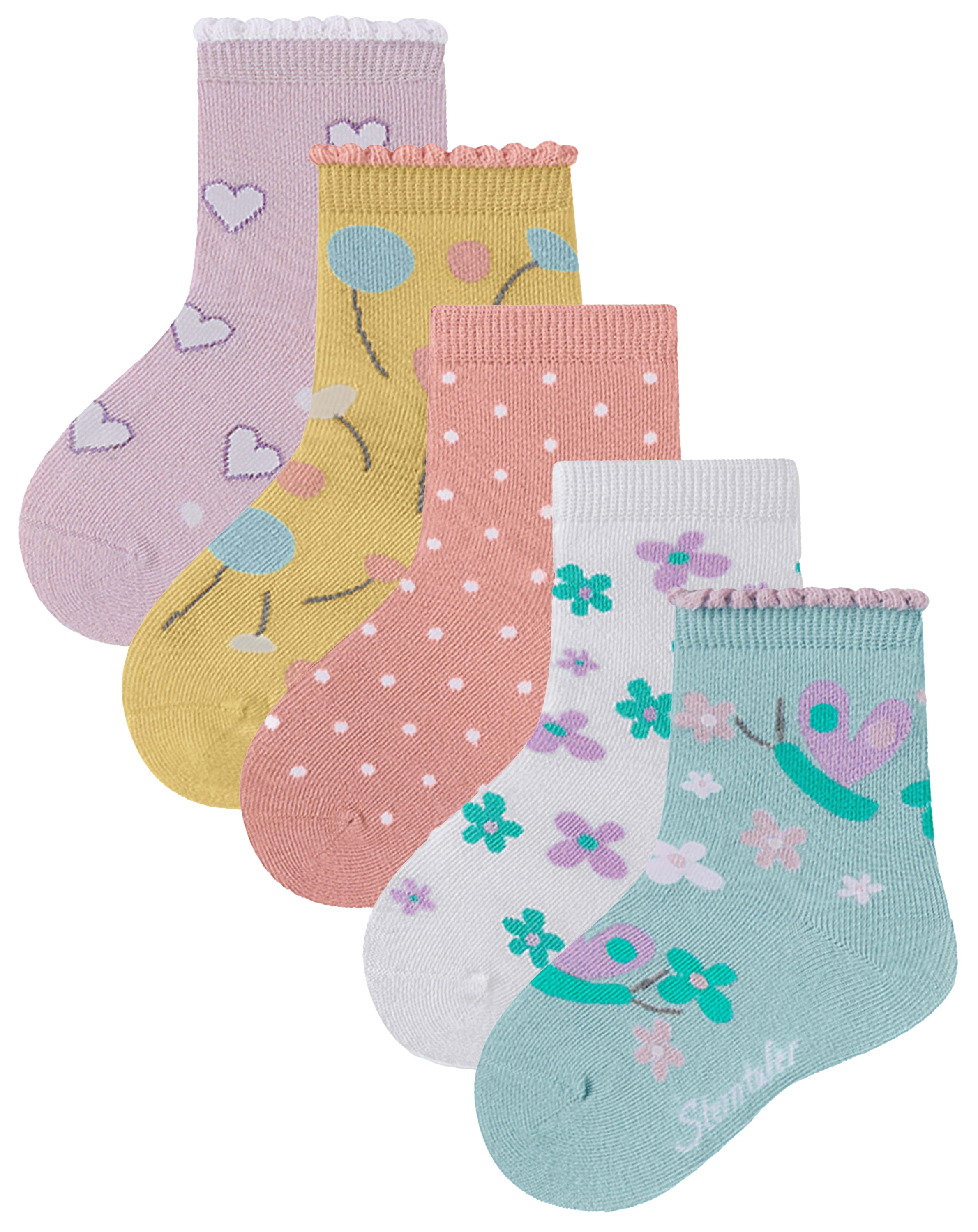 Socken BLUMEN 5er Pack in flieder