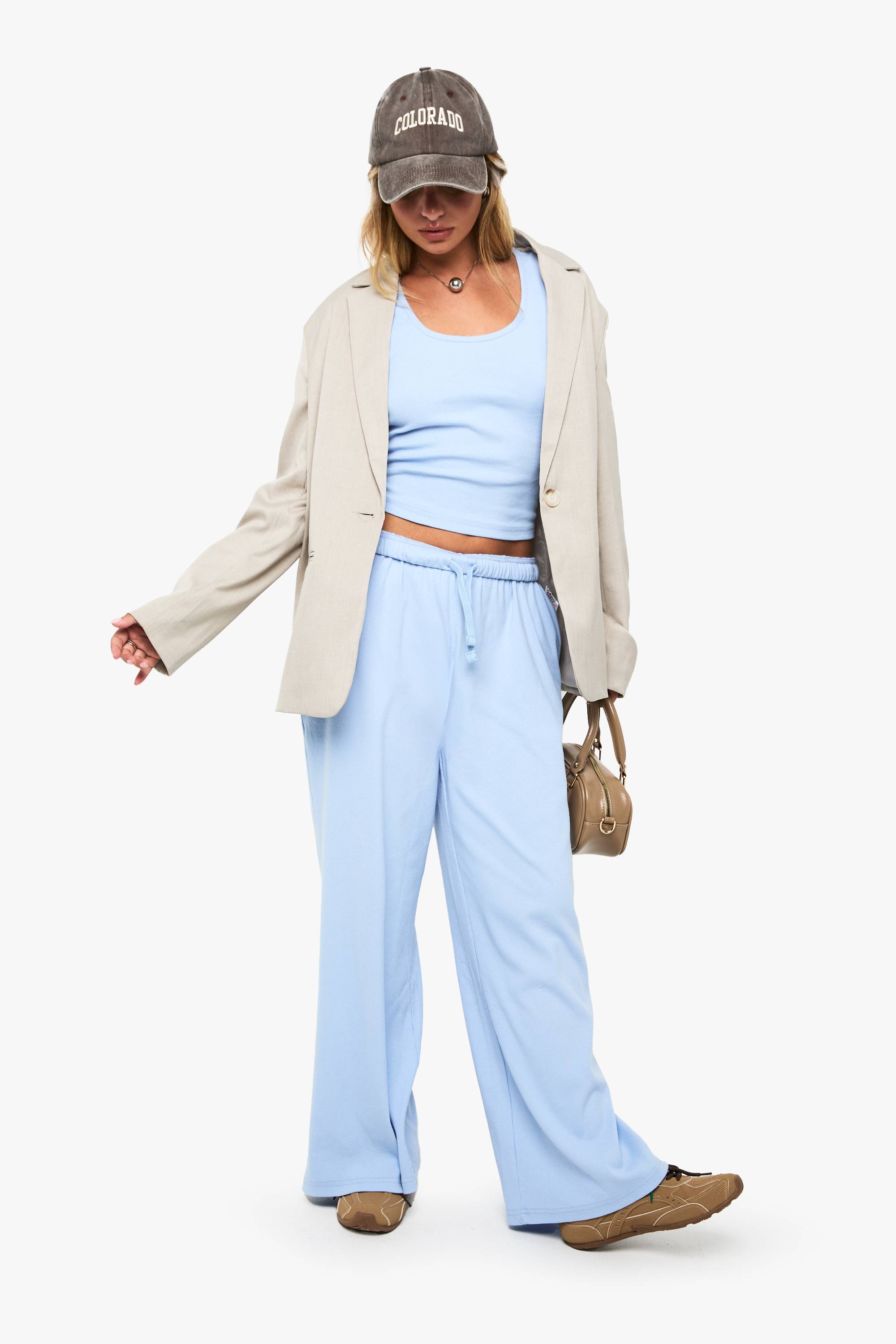 boohoo Boohoo Basics Pantalon droit en côte