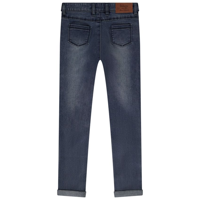 Jean skinny uni avec jacron pour fille - Bleu moyen