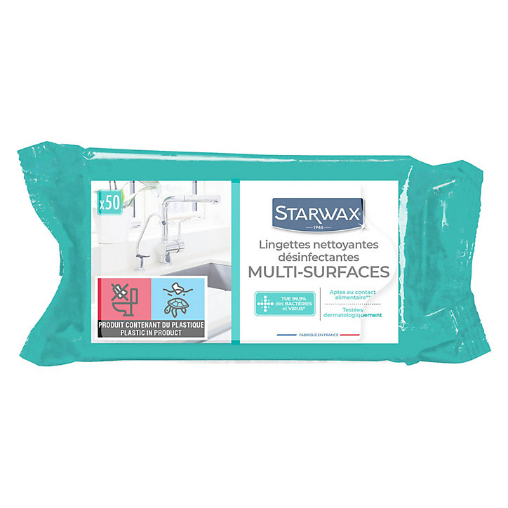50 lingettes nettoyantes désinfectantes