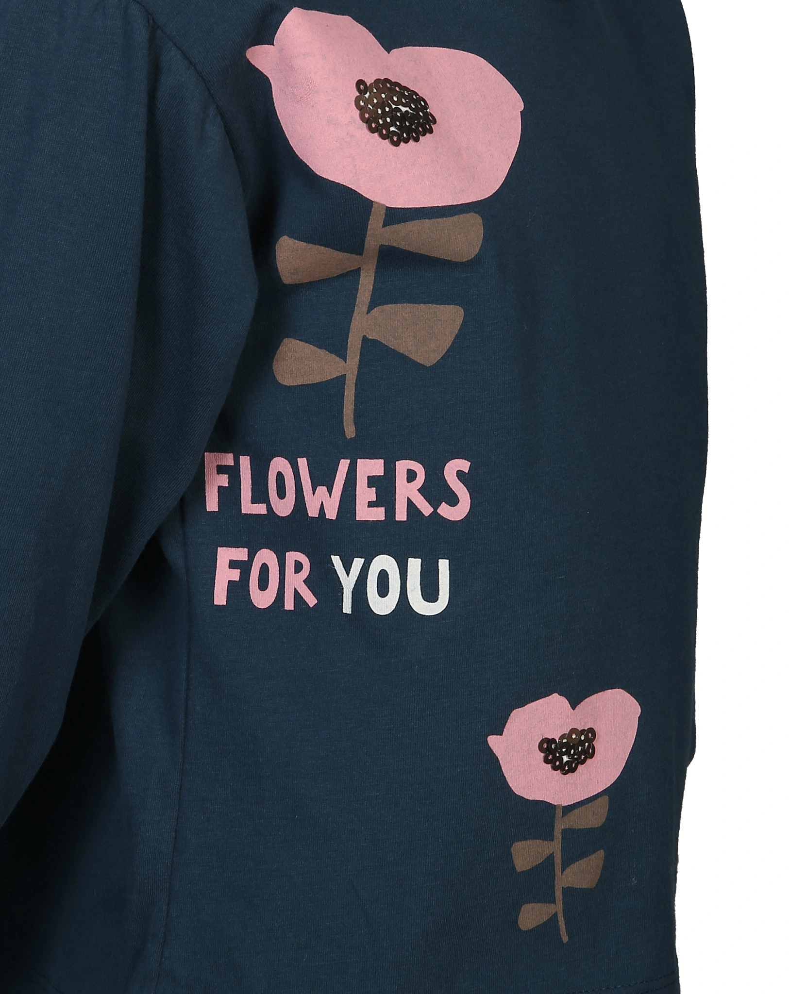 Langarmshirt FLOWERS in dunkelblau