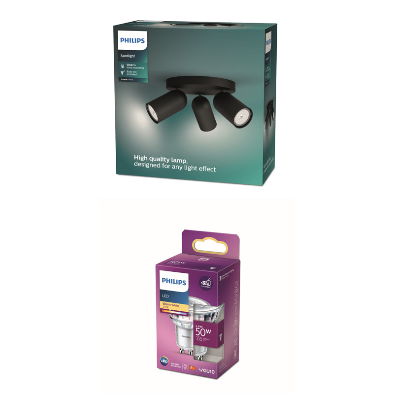 Philips Pongee Opbouwspot - Incl. Philips LED Lamp - 3 Spots