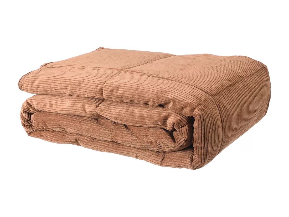 Couvre lit en velours côtelé - 125 x 225 cm - Terracotta - PRILIO